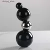 Other Home Decor Geometric Crystal Sculpture Black Bubble Ball Glass Ornaments Geometric Ball Abstract Decoration Glass Decorative Figurines Q240229