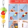 Feeding Bird Toy Skewer Fruit Spear Hanging Holder Pet Parrot Parakeet Meat Feeding Fork Stainless Steel Stick For Vegetable Skewer