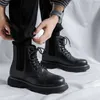 Botas estilo britânico dos homens preto marca designer sapatos festa de baile vestido cowboy bota de couro original legal plataforma tornozelo botas masculino
