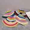 Kapelusz kubełkowy w Raffii Desginer Flat Straw Hats Multicolor Patch Summer Casquette Caps for Women Beach dzianina czapka damska baseballowa torba Męskie Akcesoria 57 cm