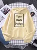 Uw EIGEN Ontwerp Merk Foto Custom Mannen Vrouwen DIY Hoodies Casual Oversize Sweatshirt 13 Kleuren Schouder Drop Stijl Kleding 240220