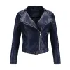 Vestes Veste en simili cuir femme printemps automne femme Moto Biker veste à glissière 2023 femme manteau 2024 nouveau noir café marron rose marine