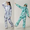 Giacche set da sci Women Onepiece Ski salta da sci giacca da snowboard da esterno per salto da salto invernali invernali inverno con cappuccio con cappuccio