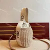 Pequena cesta de madeira saco de luxo balde crossbody sacos de ombro designer palha 17cm tote bolsas