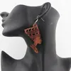 Boucles d'oreilles pendantes !Néfertiti en bois
