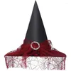 Bérets Halloween chapeau de sorcière avec voile fête de vacances Cosplay Costume luminaire adulte coiffure habiller enfant 39x35 cm