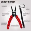 Strumenti CRAZY SHARK 6" Pinza da pesca in acciaio inossidabile Anello diviso Frese per trecce Piegatore Gancio per rimozione Resistente all'acqua salata Attrezzo per attrezzatura da pesca