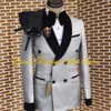 Men's 2 Pieces Suit Floral Set Double Breasted Shawl Lapel Jacket Formal Blazer Pants for Wedding Prom Dinner Party