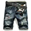 Estate Uomo Capris Moda Pantaloncini di jeans blu Casual Mendicanti Capris ricamati Pantaloncini da jogging Jeans Uomo Pantaloni di jeans 240226