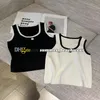 Spetsstickväst snygg kort stil stickade toppar klassiska löst andningsbar stickad kamisol designer tank top t shirt kläder tröjor kamisol