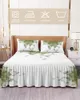 Bed Skirt Gradient Floral Green Elastic Fitted Bedspread With Pillowcases Mattress Cover Bedding Set Sheet