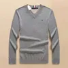 Hilfigers Sweater Designer Luxury Fashion Men Top Quality Autumn Mens V-Neck Pullover Mens Pure Cotton Comfortable Versatile Business Sweater Knit