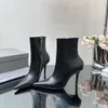 2024 Designer Schoenen Dames Winter Enkellaarsjes Zijrits Sexy Puntschoen Hoge Hak Schoenen Formele Dames Lange Laarzen Echt Leer Parijs