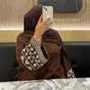 Abbigliamento etnico Abito Abaya chiuso Lino sottile Elegante Abaya semplice ricamato per le donne Dubai Turchia Abiti hijab musulmani Ramadan Islam