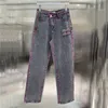 Letter Rhinestone Designer Jeans Long Pant for Women High Street Denim Pants Girl Lady Trousers Jean