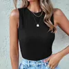 Camisoles Tanks Canotta da donna a collo alto 2024 Estate Casual a coste in maglia slim aderente Basic Texture senza maniche Camicie Top per le donne