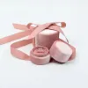 Whole jewelry packaging box in pink velvet round bowknot for ring pendant and necklace 2024228