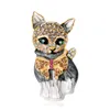 Broschen Nette Katze Emaille Pin Abzeichen Tier Design Kristall Brosche Luxus Schmuck Zubehör Für Frau Männer Revers Vintage Jewelri