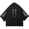 Trenchs de tranchées pour hommes Manteau de broderie Coton Hanfu Lin Style chinois Robe Cardigan Veste Casual Surdimensionné Kimono 5XL Ancien Mâle