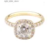 Anelli Anniversario gioielli halo Anello di fidanzamento in oro giallo 14k DEF taglio cuscino gioielli moissanite anello in oro da donna 240229