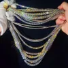 Anpassad hiphop smycken halsband 2mm 3mm 4mm 5mm 6,5 mm Sterling Sier Hiphop Chain VVS Moissanite Tennis Chain