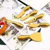 Zestawy Drmfiy Gold 6pcs Ser Nóż Zestaw narzędzi do noża ze stali nierdzewnej Nóż Ser Fork Set Sete Cheese Pizza Kitchen Akcesoria