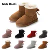 Barn varma båge stövlar barn klassisk mini halv snö boot vinter full päls fluffig päls satin fotled förskola ps enfant barn barn småbarn flicka tod boots booties bowkn 24