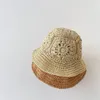 Été enfants chapeau de paille été filles bébé sortie chapeau de soleil rétro creux plage crème solaire bassin de paille chapeau infantile casquette de pêcheur 240220