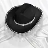 Berets Womens Cowboy Hat Western Western Cowgirl Hats Rhinestons Tassels 5pcs