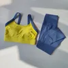 Yüksek Yoğunluklu Renk Engelleme Çapraz Geri Entegre Yoga Seti 2 PCS Spor iç çamaşırı bel ve kalça kaldırma Fitness Taytlar 240226