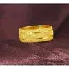 Pierścienie klastra 24K żółte złoto pierścionek kolorowy dla kobiet mężczyzn Matte Gruby ślub zaręczynowy para
