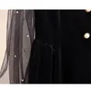 Robes décontractées Gaze Couture Gold Velvet Robe noire Femme Parfum Mode Manches longues Élégant Chic Sweet One-Pièce Femmes françaises