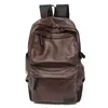 Backpack 2024 Men's Waterproof Leather School Bags Large Capacity Backpacks Casual Laptop Bag Pack Solid Travel Back