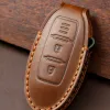 Luxury Leather Smart Key Case Cover Keychain FOB för Nissan Bluebird Sylphy Teana X Trail Tiida biltillbehör Holder Keyring