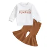 Kledingsets Peuter Baby Meisjes Outfits Brief Print Sweatshirts met lange mouwen Flare Broek 2-delige herfst-winterkledingset