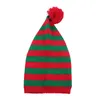 Berets Adult Christmas Knitted Hat Elf Santa Beanies Claus Red Green Striped Crochet Merry Happy Year