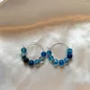 Stud Earrings 2024 Fashion Women Bohemian Polymer Clay Flower Glass Beads Splicing Earring Summer Beach Blue