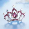 Hair Clips Mini Cute Wedding Jewelry Princess Hairclip For Girls Kids Gift Crystal Rhinestone Flower Tiara Crown Comb