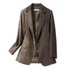 Plaid Blazers Coats for Women Elegant Stylish Clothing Autumn winter Womens Business Suit Vintage Ladies Jackets Fashion 240219