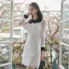 Casual Dresses 2024 Spring Elegant Short Lace Women Korean Lapel Vestidos Fashion Woman Clothing Office Party White Dress