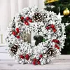 Flores decorativas 30cm guirlanda de porta frontal com agulha de pinha neve feliz natal guirlanda decoração suspensa ornamento