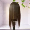 Bruin Menselijk haar Topper met pony aan de zijkant voor vrouwen Overlays Huidbasis Toupetje 5X5 inch Hoofdhuid Top 4D Fringe Clip In Haarstukjes 240222