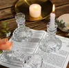 Castiçal estilo europeu simples suporte de vela de vidro casa haste base cera romântico mesa jantar decoração peça central do casamento