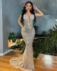 Aso Ebi Luxurious Mermaid Prom Dress Beaded Crystals Illusion Evening Formal Party Second Reception Birthday Engagement Gowns Dress Robe De Soiree ZJ327