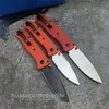 BM 535/533 Bugout Folding Knife 3.24" S30V Satin Plain Blade, Red/Orange Nylon Fiber Handles Easy To Carry Outdoor Hunting Hiking Pocket Knife BM 3300 940 5370 556