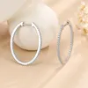 Hoop Earrings Full Moissanite For Women 925 Sterling Silver Stud Oval Shape Lab Diamond Anniversary Party Jewelry Gift