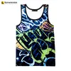 Erkek tank üstleri neon grafiti 3d baskılı erkekler yaz moda gündelik kolsuz gömlek kadın hip hop sokak kıyafeti büyük boy tees