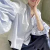 Blusas femininas superaen coreano chique outono design em torno do pescoço breasted amarrar solto lanterna manga camisa superior para mulher