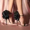 Chaussures habillées fleuris femme rose pompes sandales à talons hauts de nuit talons de nuit sexy dames stiletto mujer