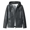 Winter Leder Jacke Männer Bomber Oversize Mit Kapuze Motorrad Jacken Plus Größe Zipper Mantel Schwarz Männlich Graben Casual 240228